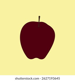 Ilustración vectorial de manzana dulce roja sobre fondo amarillo.