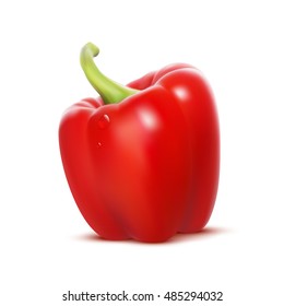 Red sweet bell pepper isolated on white background.