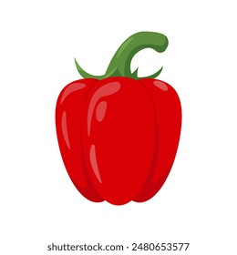 Icono rojo de la planta de pimiento dulce. Pimentón orgánico vegetal, comida vegetariana. Ilustración vectorial aislada sobre fondo blanco.