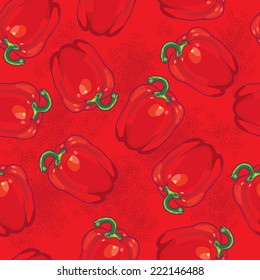 Red sweet bell peppers seamless pattern.