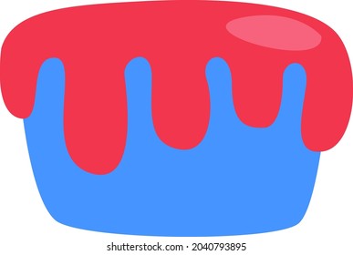 Roter, süßer Kuchen, Illustration, Vektorgrafik, auf weißem Hintergrund.