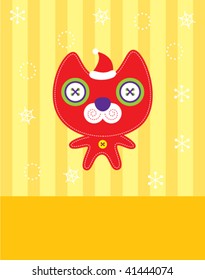 red sweet catty doodle greeting