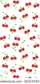 Red sweet cherry berry background, texture or pattern Hand draw illustration