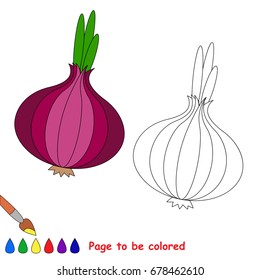 Red Sweet Onion to be colored, the coloring book for preschool kids with easy educational gaming level.