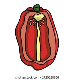 Red sweet pepper. Doodle cut pepper