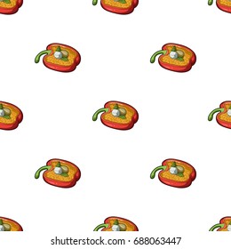 Red sweet pepper stuffed with vegetables.Healthy vegetarian dish.Vegetarian Dishes single icon in cartoon style vector symbol stock illustration.