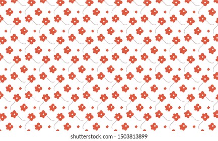 Red Sweet Woodruff Flower with Branch Pattern Background