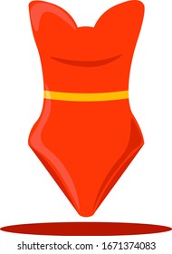 Red swimsuit, illustration, vector on white background.