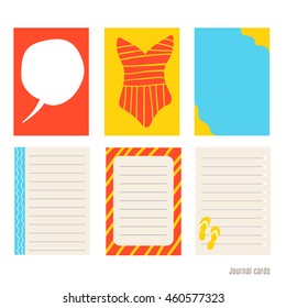 red swimsuit.  Planner cards. Cute doodle. Printable templates set.