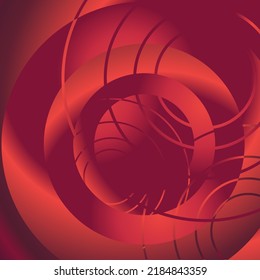 Red Swirling Circles Texture background with Curve Lines, Metal Shade