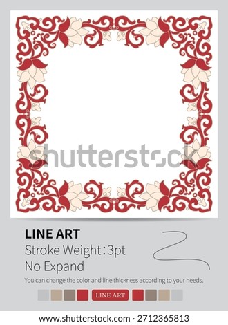 Red swirling elements form a symmetrical circular ornamental design