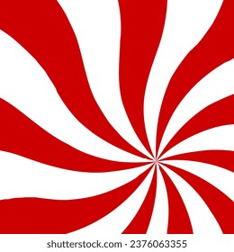 Red swirling pattern background. Vortex starburst spiral twirl square. Helix rotation rays. Converging scalable stripes. Vector illustration.