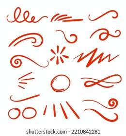 Red Swirls Swoosh Vector Accent Line Work