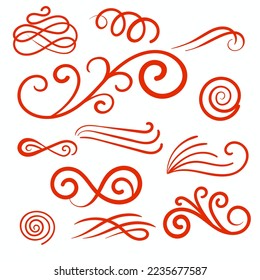 Red Swirls Swoosh Vector Accent Line Work