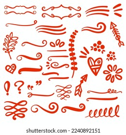 Red Swirls Swoosh Vector Accent Line Work