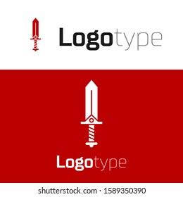 Red Sword for game icon isolated on white background. Logo design template element. Vector Illustration