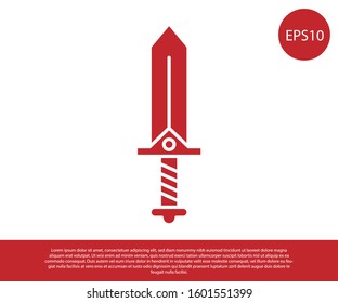 Red Sword for game icon isolated on white background.  Vector Illustration