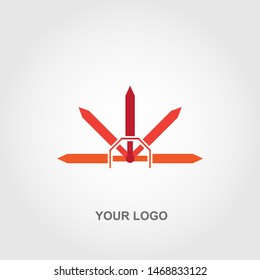 red sword logo. gradation color template design vector