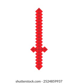 Espada roja con Formas cuadradas, hecha en estilo de píxel, ilustración.
