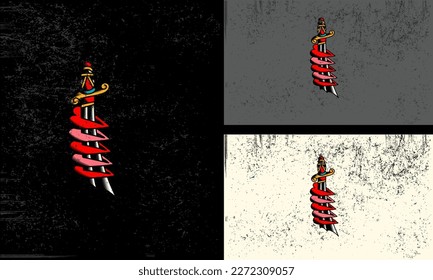 red sword vector illustration mascot design