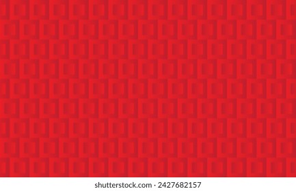 Red symetric concave sqaures shapes on dark red background. Seamless pattern, concave sqaures shapes, red background for presentations, backdrops, wallpapers. Tiles pattern. Editable template. EPS 10.