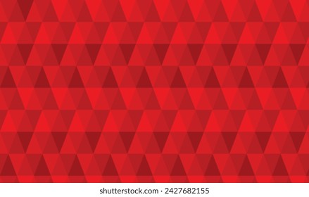 Red symetric geometric shapes on red background. Seamless pattern, triangle shapes, red background for presentations, backdrops, wallpapers. Editable template. EPS 10.