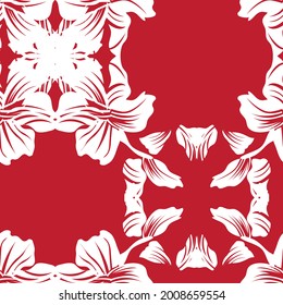 Red Symmetric Floral seamless pattern design for fashion textiles and graphics