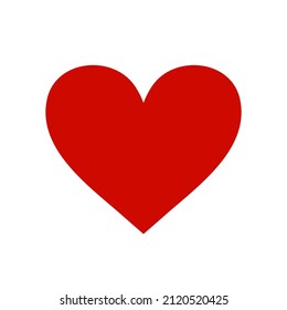 Red symmetric heart isolated on white background. Minimalistic illustration for weddings, prints, t-shirts, Valentines Day cards. Sign of love, romance, feelings, relationships. Vector illustration