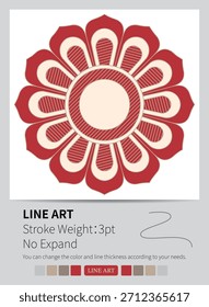 Red symmetrical floral pattern displays intricate ornamental swirling details.