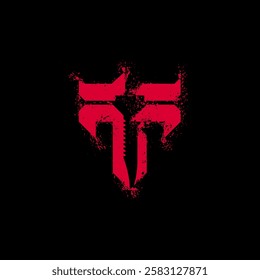 Red T Letter with Hidden Knife and Blood Splash Logo Design Vector for Crime and Horror Theme