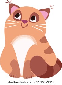 Red tabby cat on a white background. Vector illustration. Childlike style