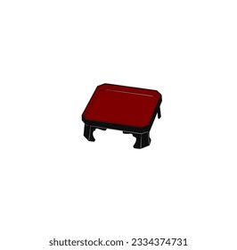 red table with black legs
