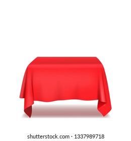 Red Table Cloth. Isolated On White Background. Vector Illustration