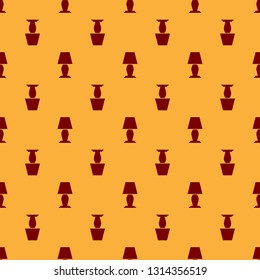 Red Table lamp icon isolated seamless pattern on brown background. Flat design. Vector Illustration