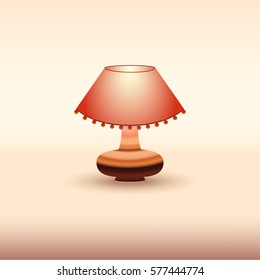 Red table lamp. Vector illustration