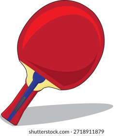 Paleta roja del tenis de mesa o bate del ping pong con una manija y una sombra de madera, aislados en un fondo blanco.