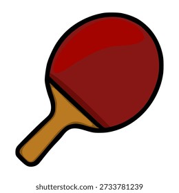 Ilustración vectorial roja de la paleta del tenis de mesa, aislada en el fondo blanco