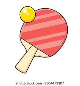 Raqueta roja de tenis de mesa con bola aislada