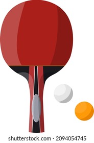 Red table tennis racket, illustration, vector on a white background.