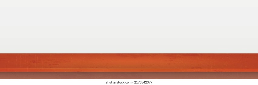 Red table top on white panoramic background, promotional web template - Vector illustration