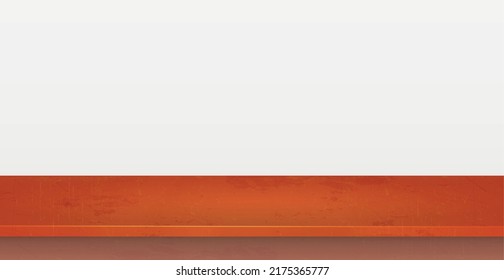 Red table top on white panoramic background, promotional web template - Vector illustration
