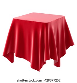 red tablecloth. isolated on white background