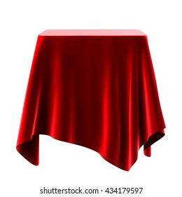 red tablecloth. isolated on white background