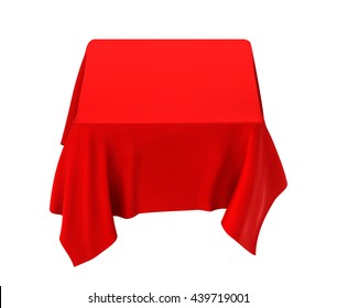 red tablecloth. isolated on white background