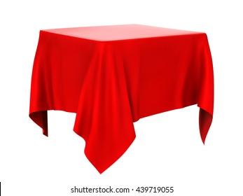 red tablecloth. isolated on white background