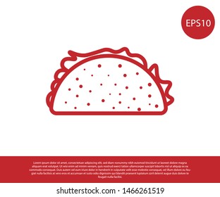 Red Taco with tortilla icon isolated on white background. Traditional mexican fast food. Vector Illustration