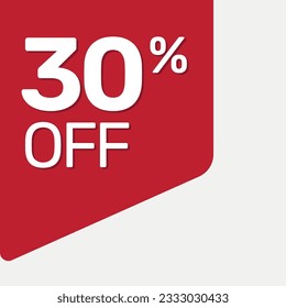 red tag 30% off vector flat