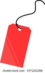 Red tag for clothes in vector graphics, no background.