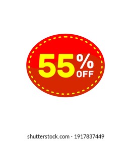 red tag discount 55 percent off, sale banner sticker vector eps 