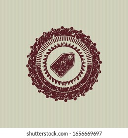 Icono de la etiqueta roja dentro del sello de grifo angustiado
